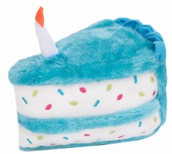 Zippy Paws Birthday Cake, Blue, Dog Toys, Medium