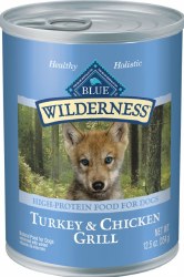 Blue Buffalo Wilderness Puppy Formula Turkey and Chicken Grill Recipe Grain Free Canned Wet Dog Food 12.5oz