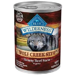 Blue Buffalo Wilderness Wolf Creek Stew Hearty Beef Stew Recipe Grain Free Canned, Wet Dog Food, 12.5oz