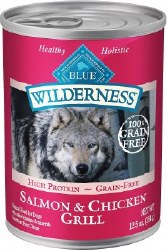 Blue Buffalo Wilderness Salmon and Chicken Grill Recipe Grain Free Canned Wet Dog Food 12.5oz