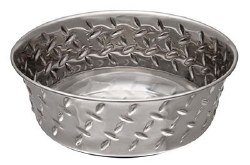 Loving Pets Ruff-n-Tuff Diamond Plate Bowl Stainless Steel No-Skid, Dog Bowls, 1 Pt