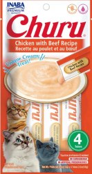 Inaba Churu Puree Cat Treats, Chicken and Beef, .5oz, 4 Count