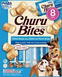 Inaba Churu Bites Dog Treats, Chicken and Cheese, Dog Treats, .42oz, 8 Count