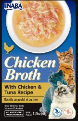 Inaba Chicken Broth with Chicken and Tuna Side Dish for Cats, Cat Treat, 1.76oz