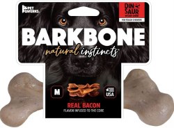 Pet Qwerks BarkBone Dinosaur Natural Instincts Bacon Flavored Nylon Dog Toy, Medium