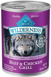 Blue Buffalo Wilderness Beef and Chicken Grill Recipe Grain Free Canned Dog Wet Food 12.5oz