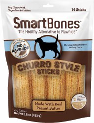 SmartBones Churro Sticks Peanut butter, 14 Count