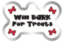 Dog Tag with Raised Print, Will Bark for Treats, Large