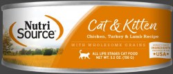 NutriSource Chicken, Turkey, and Lamb Recipe Canned, Wet Cat Food, Case of 12, 5oz