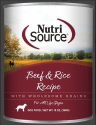 NutriSource Beef & Rice, Wet Dog Food, Case of 12, 13oz