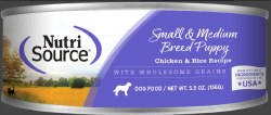 NutriSource Chicken & Rice Small & Medium Puppy Can, Wet Dog Food, case of 12, 5.5oz