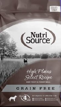 Nutrisource Grain Free High Plains Select Beef Trout and Turkey Meal Protein, Dry Dog Food, 12lb
