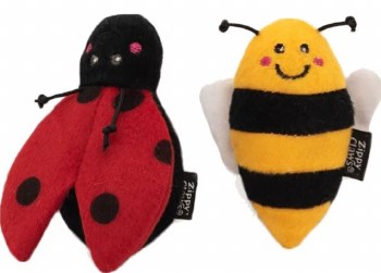 Zippy Claws Catnip Ladybug and Bee, Cat Toy, Small, 2 Pack