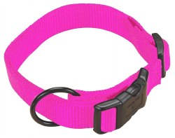 Hamilton Adjustable Nylon Dog Collar, 5/8 inch Thick, 12-18 inch Long, Hot Pink