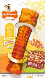 Nylabone Strong Chew Flavor Frenzy Rubber Dog Chew Toy, Pepperoni Pizza Flavor, Dog Dental Health, Giant