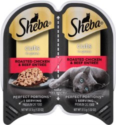 Sheba Perfect Portions Cuts in Gravy Roasted Chicken and Beef Entree Grain Free Wet Cat Food 2.6oz