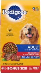Pedigree Adult Complete Nutrition Grilled Steak and Vegetable Flavor Dry Dog Food 44 lbs Bonus Bag