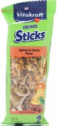 Sunseed Vitakraft Crunch Sticks Apricot and Cherry Rabbit, Small Animal Treat, 3.5oz, 2 Count