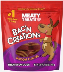 Meaty Treats Bakn Creations Bacon Flavor Dog Treats 25oz