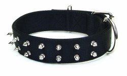 Macho Double Ply Spiked Nylon Collar Large 3 4 Inch x 26 Inch Black