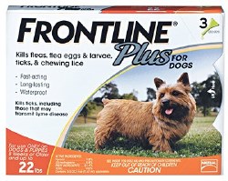 Frontline Plus Flea and Tick Treatment for Dogs, 1-22lb, 3 Count