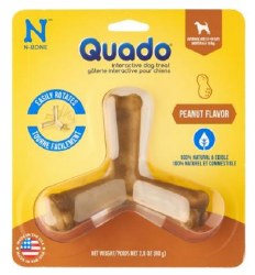 Quado N-Bone Interactive Dental Dog Treat, Peanut Butter, Medium