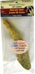 Natures Own Naturally Shed Elk Antler Dog Chew, Jumbo, 5-6"