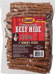 Cadet Gourmet Munchy Rawhide Sticks, Beef, 5", 100 Count