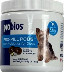 Probios Pro-Pill Pods with Probiotics, Small Dogs, Peanut Butter, 30 count