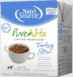 NutriSource Pure Vita Grain Free Turkey Stew Entree Tetra Pack Dog, case of 12, 12.5oz