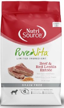 PureVita Grain Free Beef and Red Lentils Recipe, Dry Dog Food, 25lb