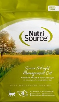 NutriSource Senior Weight Management Formula Chicken and Rice Recipe, Dry Cat Food, 12lb