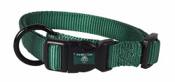 Hamilton Adjustable Dog Collar, 3/4inch thick x 16-22 inch length, Dark Green