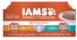 Iams Perfect Portions Grain Free Pate with Chicken and Tuna Variety Pack Wet Cat Food Case of 12, 2.6oz Trays