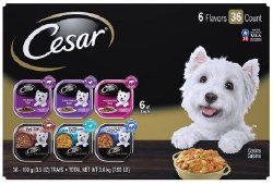 Cesar Classics Loaf in Sauce Variety Pack Wet Dog Food Case of 36, 3.5oz Trays