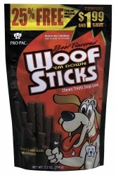 Pro Pac Beef Flavored Woof 'em Down Sticks Dog Treats 7.2oz
