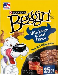 Purina Beggin' Strips Bacon & Beef, Dog Treats, case of 4, 25oz