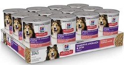 Hills Science Diet Sensitive Skin and Stomach Adult Formula Salmon and Vegetables Recipe Canned, Wet Dog Food, Case of 12, 12.8oz