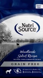 Nutrisource Grain Free Woodlands Select Wild Boar Turkey and Menhaded Fish Meal Protein, Dry Dog Food, 12lb