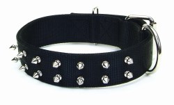Macho Double Ply Spiked Nylon Collar Large 3 4 Inch x 22 Inch Black