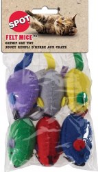 Spot Felt Mice with Catnip, Assorted, 6 inch, 6 count