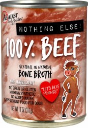 Against the Grain One Ingredient 100  Beef Formula Canned Wet Dog Food Case of 12, 11oz Cans