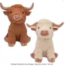 Multipet Highland Cow Shaggy, Dog Toy, Brown, 18 inch