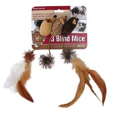 Petlinks 3 Blind Mice Feathered Cat Toys 3 Count
