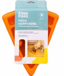 Zippy Paws Happy Bowl Slow Feeder Pizza, Orange, Dog Bowl, Medium