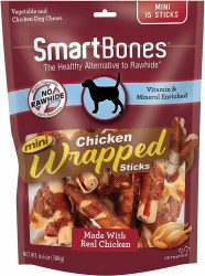 Smartbones Chicken Wrapped Sticks Mini 15 Pack Rawhide Free Dog Chews