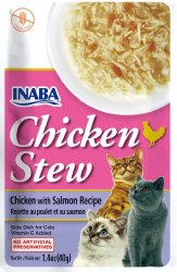 Inaba Chicken Stew with Chicken and Salmon Side Dish for Cats, Cat Treat, 1.4oz