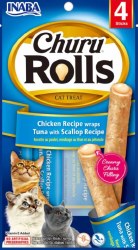 Inaba Churu Rolls Cat Treats, Tuna and Scallop, .35oz, 4 Count
