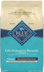 Blue Buffalo Life Protection Formula Adult Fish and Brown Rice Recipe, Dry Dog Food, 30lb