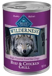 Blue Buffalo Wilderness Beef and Chicken Grill Recipe Grain Free Canned, Wet Dog Food, 12.5oz